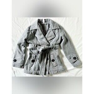 SO Girls Gray Peacoat Jacket with Belt – Size 4/5